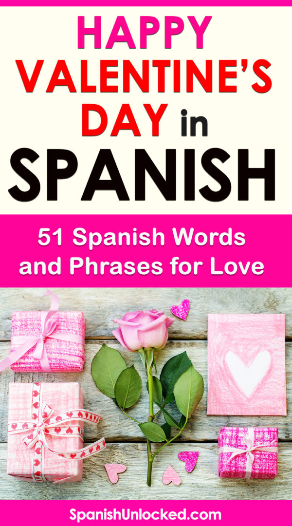 Happy Valentines day in Spanish phrases words for love
